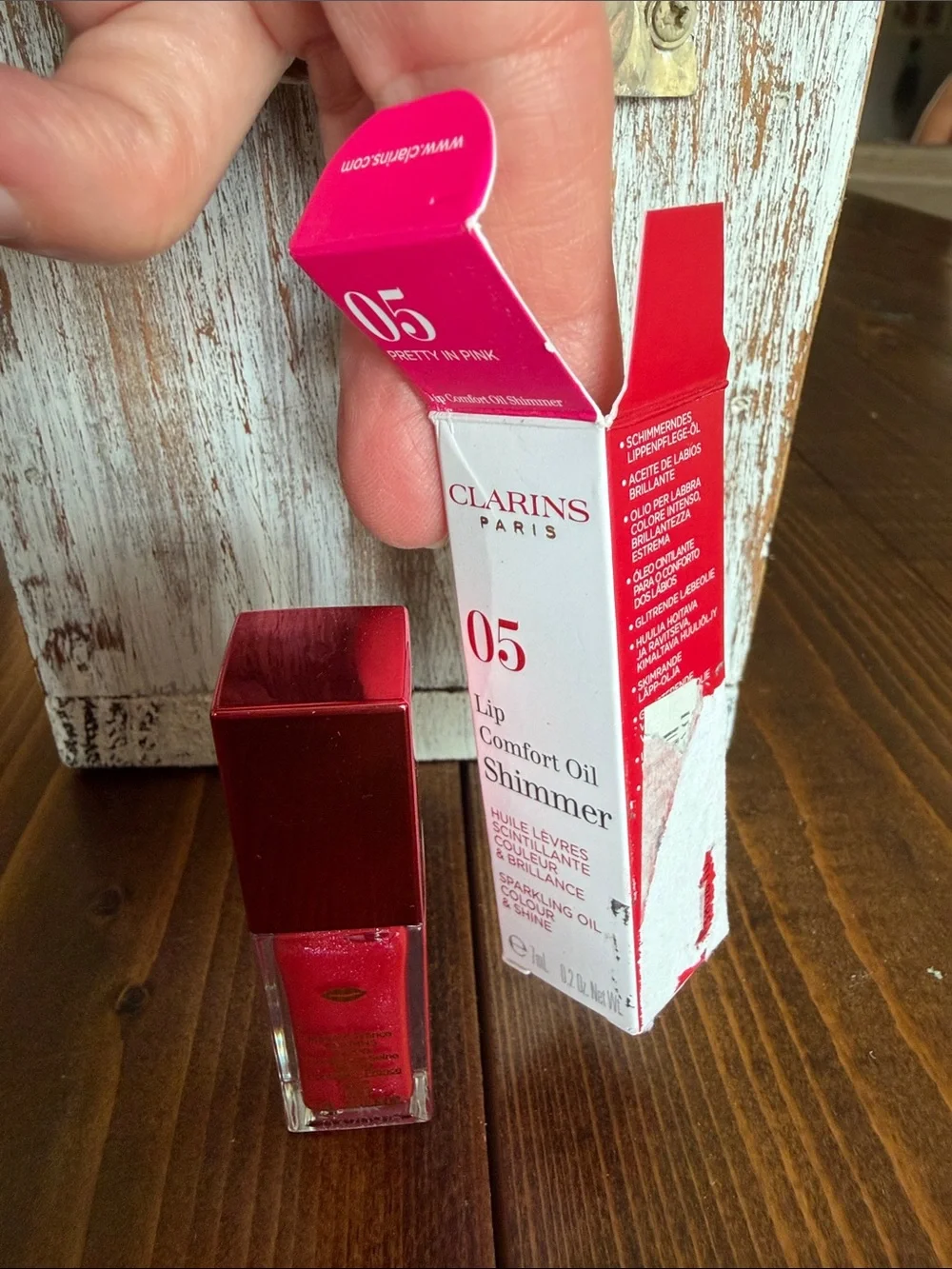 Clarins 05 Lip Comfort Oil Shimmer Pretty in pink DISCONTINUED LINE & COLOR
